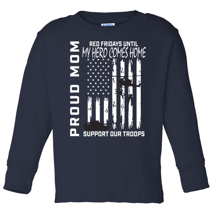 Son Daughter Mom Red Friday Military Support Troops Usa Flag Toddler Long Sleeve Shirt