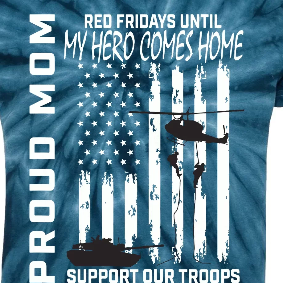 Son Daughter Mom Red Friday Military Support Troops Usa Flag Kids Tie-Dye T-Shirt