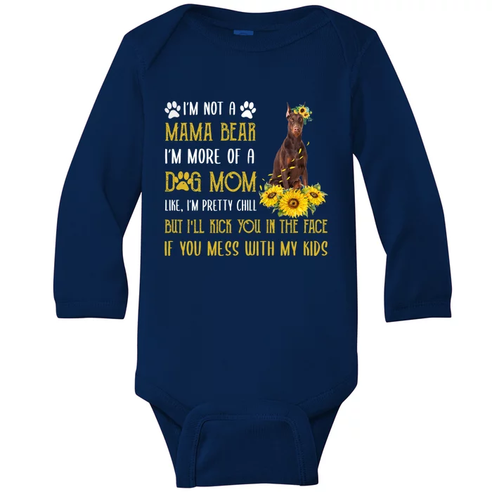 Sunflower Dober Mom Mothers Day Dog Mom Gift Baby Long Sleeve Bodysuit