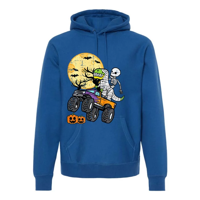 Skeleton Dino Monster Truck Halloween Costume Premium Hoodie