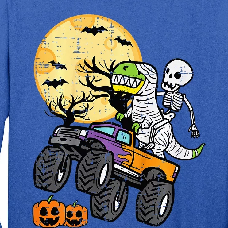 Skeleton Dino Monster Truck Halloween Costume Tall Long Sleeve T-Shirt