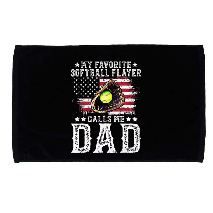 Softball Dad My Favorite Softball Player Calls Me Dad Microfiber Hand Towel