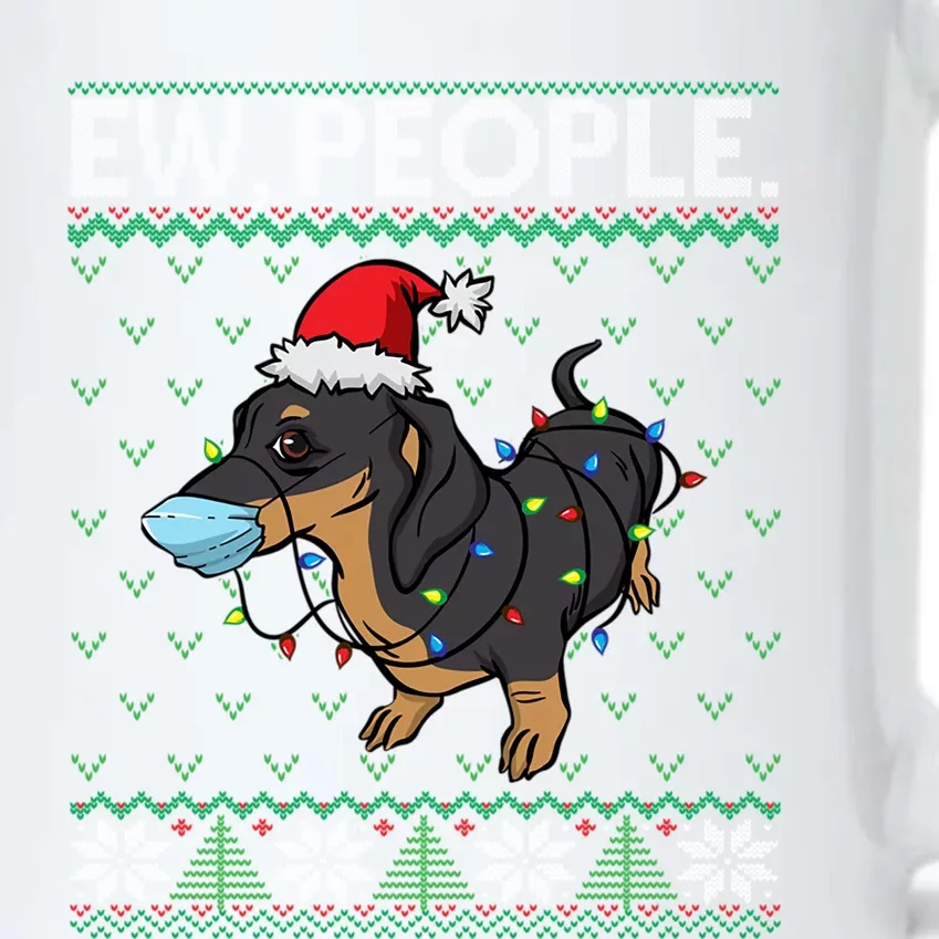 Santa Dachshund Mask Wine Dog Christmas Dachshund Gift Black Color Changing Mug