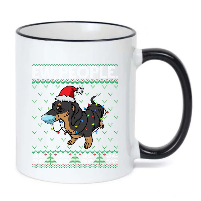 Santa Dachshund Mask Wine Dog Christmas Dachshund Gift Black Color Changing Mug