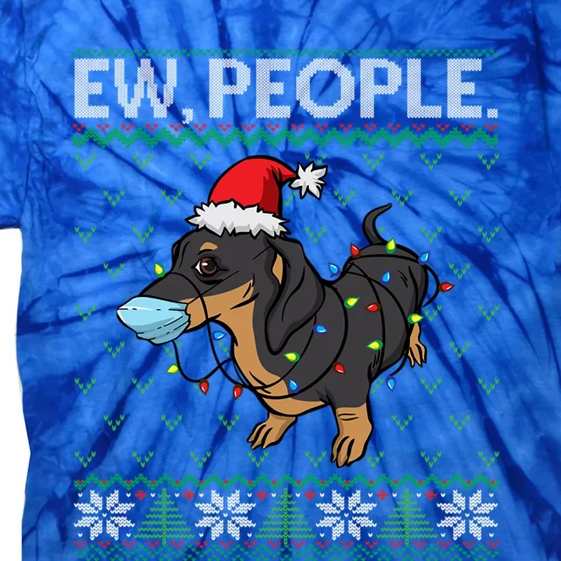 Santa Dachshund Mask Wine Dog Christmas Dachshund Gift Tie-Dye T-Shirt