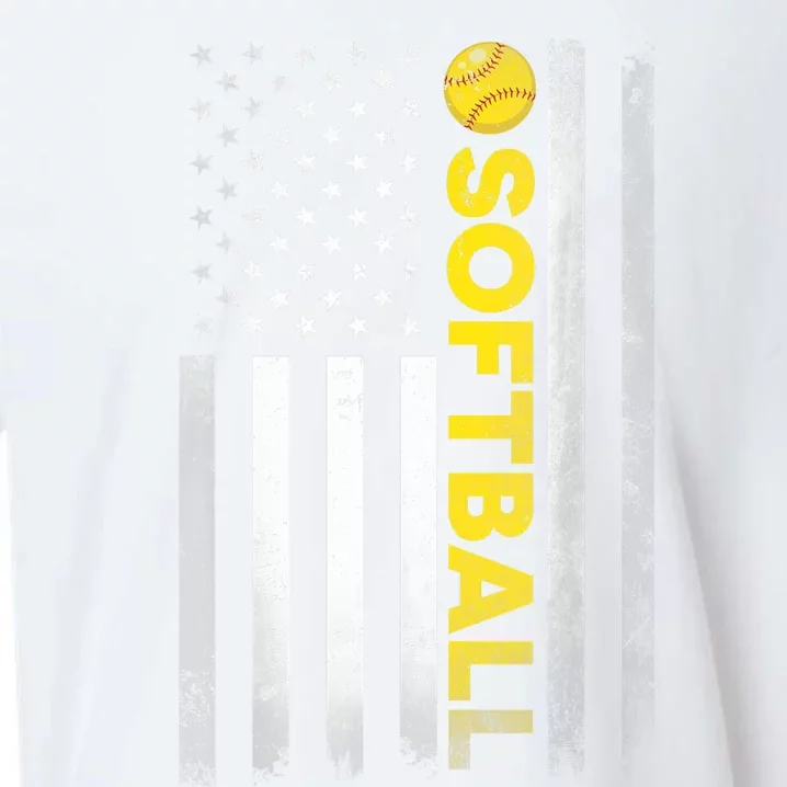 Softball Dad Mom USA US American Flag Sueded Cloud Jersey T-Shirt