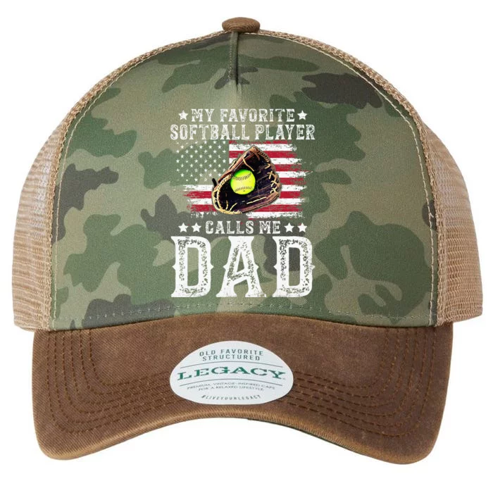 Softball Dad My Favorite Softball Player Calls Me Dad Legacy Tie Dye Trucker Hat