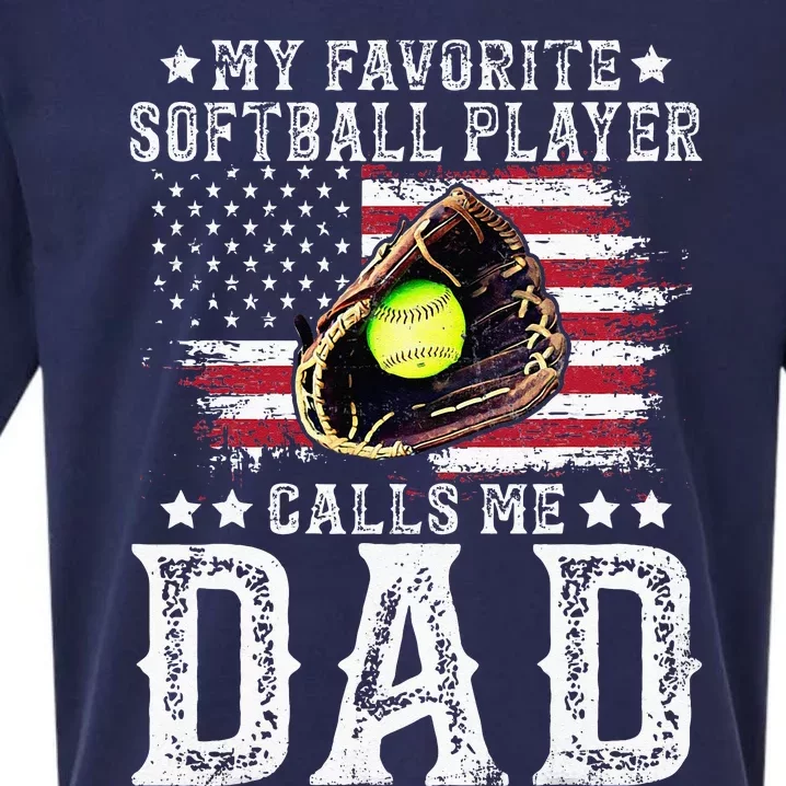 Softball Dad My Favorite Softball Player Calls Me Dad Sueded Cloud Jersey T-Shirt