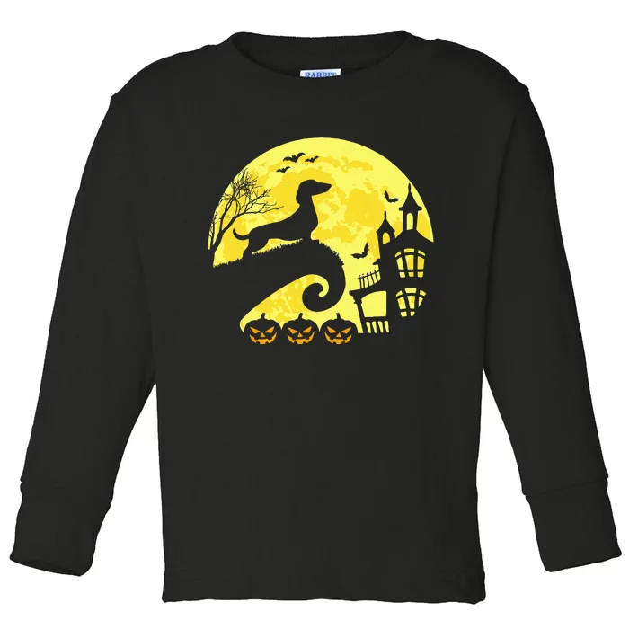 Spooky Dachshund Moonshine Sausage Dog Costume Toddler Long Sleeve Shirt