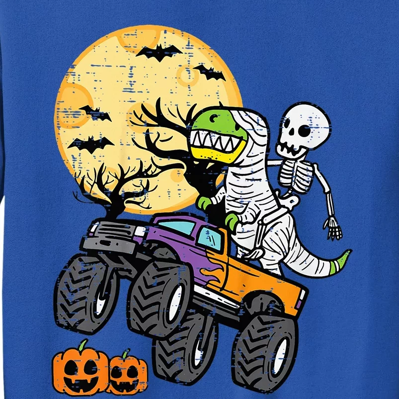 Skeleton Dino Monster Truck Halloween Costume Tall Sweatshirt