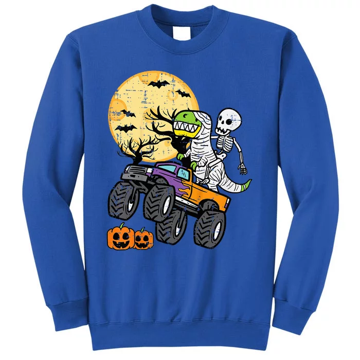 Skeleton Dino Monster Truck Halloween Costume Tall Sweatshirt