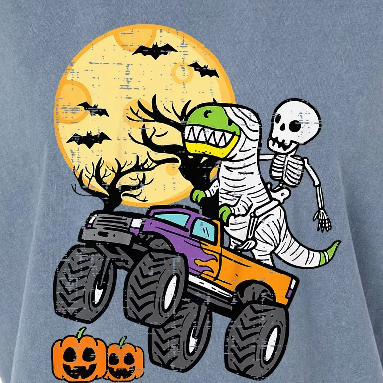 Skeleton Dino Monster Truck Halloween Costume Garment-Dyed Women's Muscle Tee