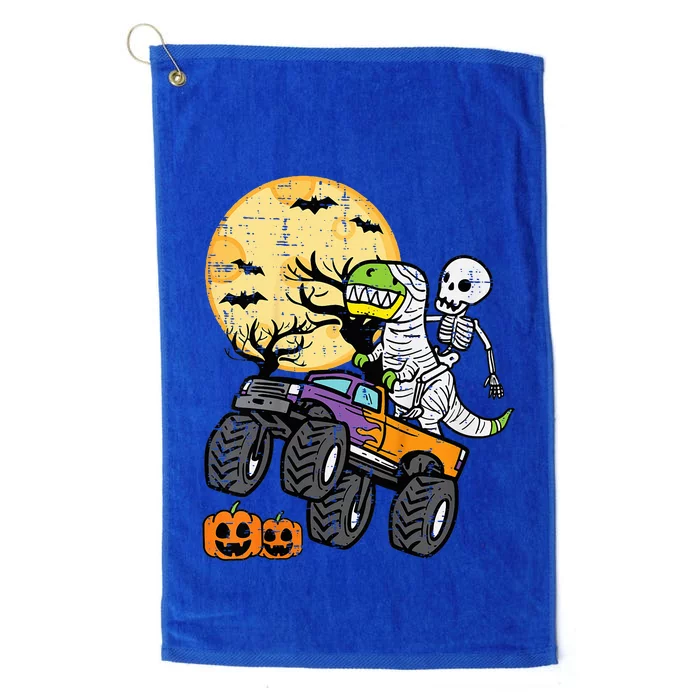 Skeleton Dino Monster Truck Halloween Costume Platinum Collection Golf Towel