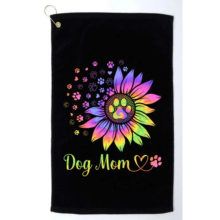 Sunflower Dog Mom Tie Dye Dog Lover Mothers Day Mama Grandma Platinum Collection Golf Towel