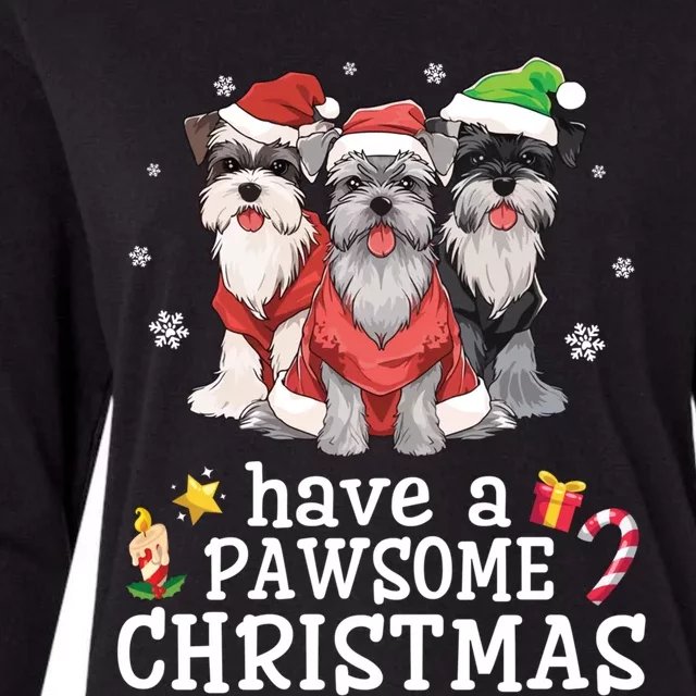 Schnauzer Dogs Merry Day Mom Dad Have A Pawsome Christmas Meaningful Gift Womens Cotton Relaxed Long Sleeve T-Shirt