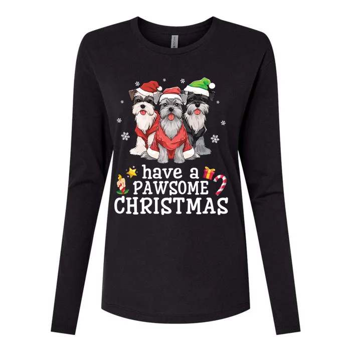 Schnauzer Dogs Merry Day Mom Dad Have A Pawsome Christmas Meaningful Gift Womens Cotton Relaxed Long Sleeve T-Shirt