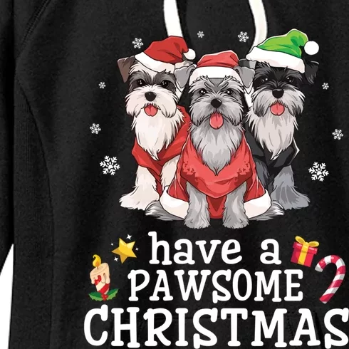 Schnauzer Dogs Merry Day Mom Dad Have A Pawsome Christmas Meaningful Gift Women's Fleece Hoodie