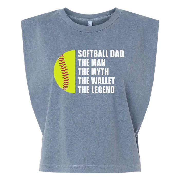 Softball Dad Man Myths Wallet Softball Fathers Day Garment-Dyed Women's Muscle Tee