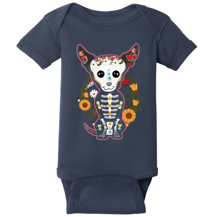 Souls Day Muertos Day Of Dead Sugar Skull Chihuahua Dog Baby Bodysuit