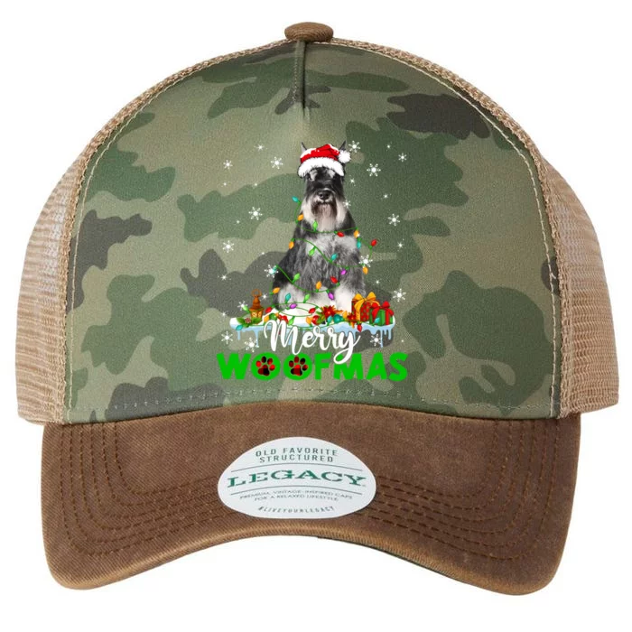 Schnauzer Dog Merry Woofmas Funny Xmas Lights Santa Hat Great Gift Legacy Tie Dye Trucker Hat