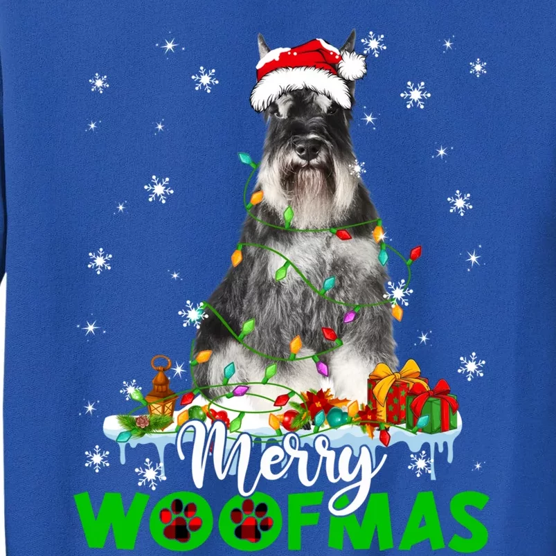 Schnauzer Dog Merry Woofmas Funny Xmas Lights Santa Hat Great Gift Sweatshirt