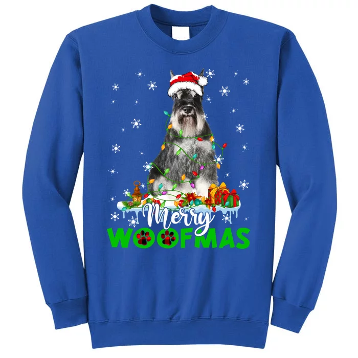 Schnauzer Dog Merry Woofmas Funny Xmas Lights Santa Hat Great Gift Sweatshirt