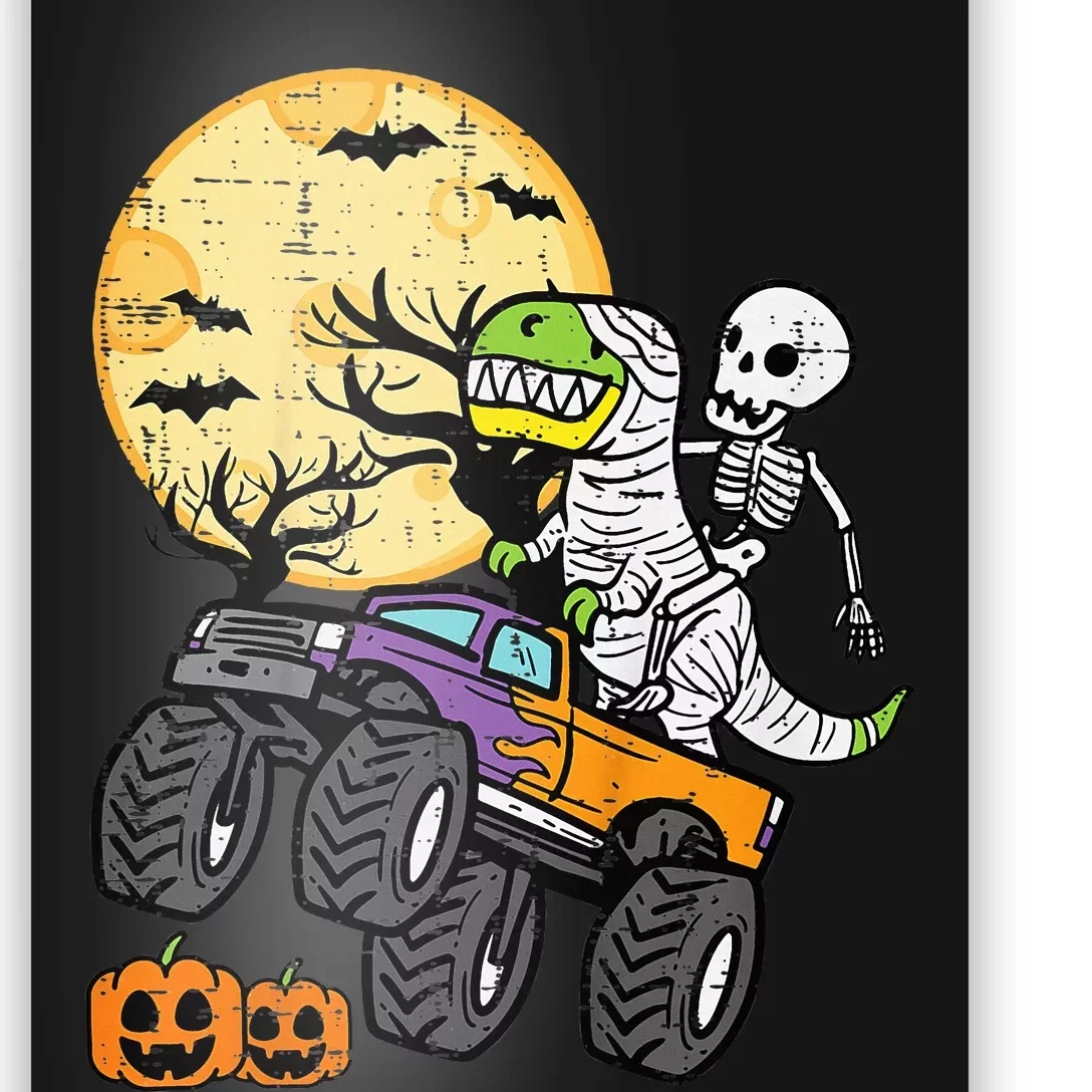 Skeleton Dino Monster Truck Halloween Costume Poster