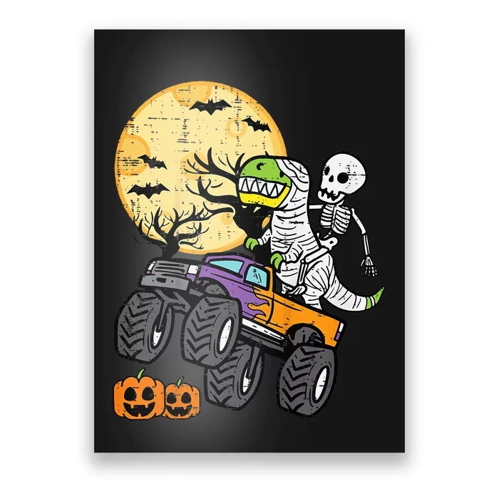 Skeleton Dino Monster Truck Halloween Costume Poster