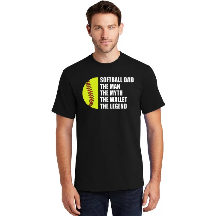 Softball Dad Man Myths Wallet Softball Tall T-Shirt