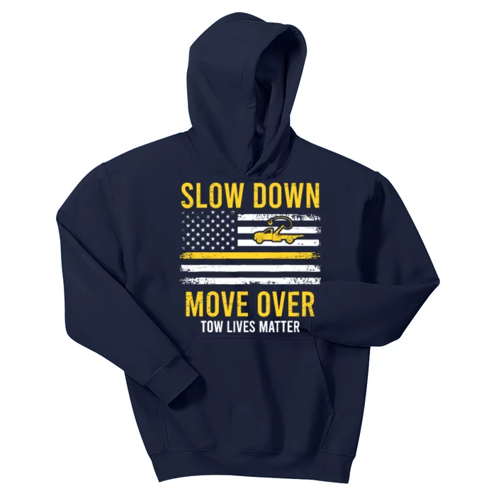 Slow Down Move Over Tow Lives Matter Driver American Flag Kids Hoodie