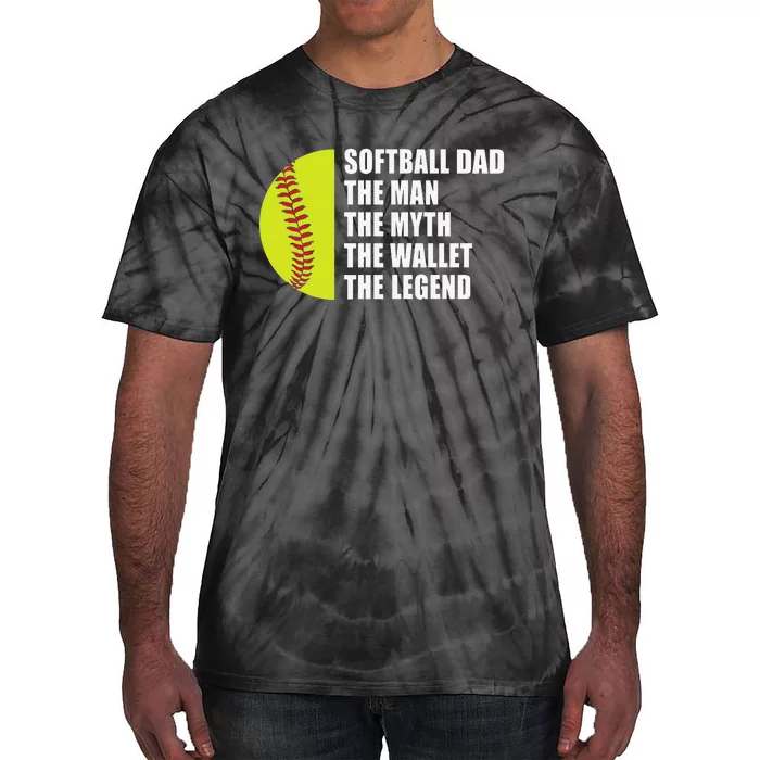 Softball Dad Man Myths Wallet Softball Fathers Day Tie-Dye T-Shirt