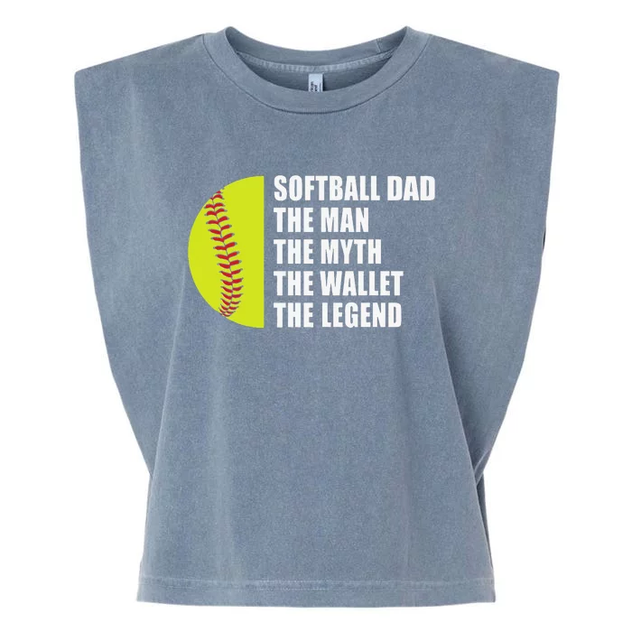 Softball Dad Man Myths Wallet Softball Fathers Day Garment-Dyed Women's Muscle Tee