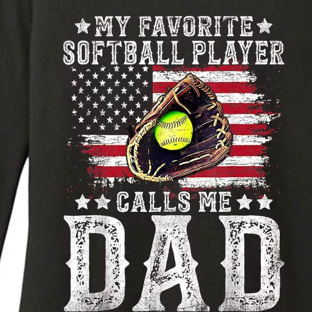 Softball Dad My Favorite Softball Player Calls Me Dad Gift Womens CVC Long Sleeve Shirt