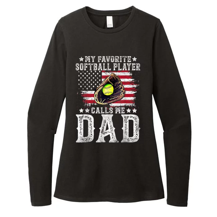 Softball Dad My Favorite Softball Player Calls Me Dad Gift Womens CVC Long Sleeve Shirt