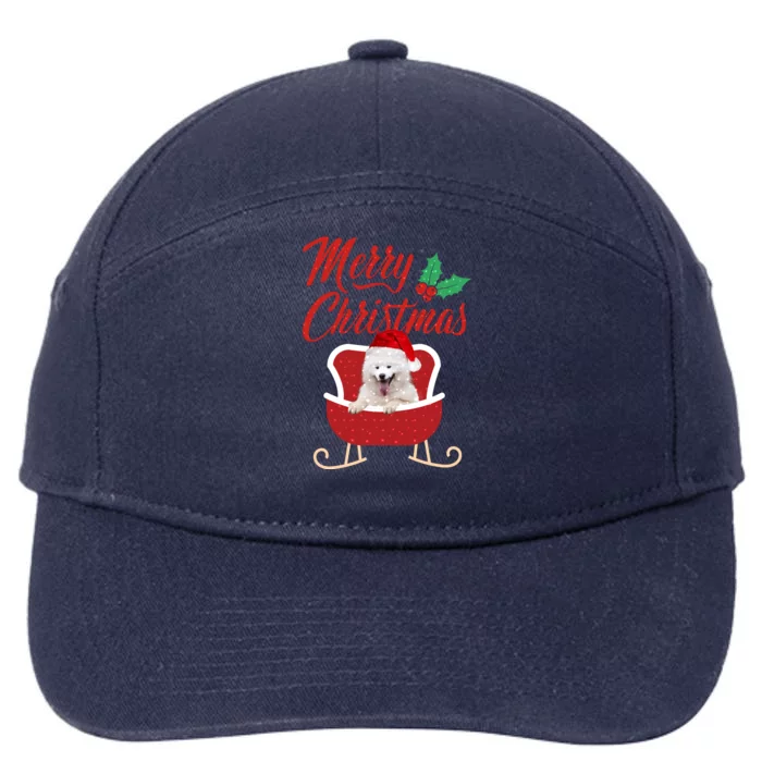 Samoyed Dog Merry Christmas Design For The Holiday Season! 7-Panel Snapback Hat