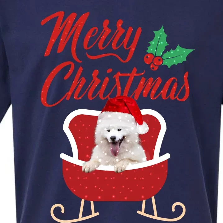 Samoyed Dog Merry Christmas Design For The Holiday Season! Sueded Cloud Jersey T-Shirt