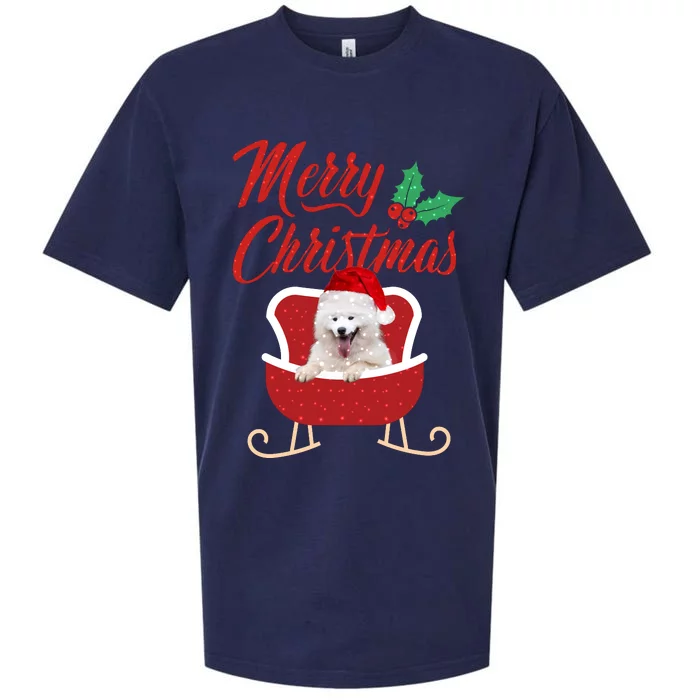 Samoyed Dog Merry Christmas Design For The Holiday Season! Sueded Cloud Jersey T-Shirt