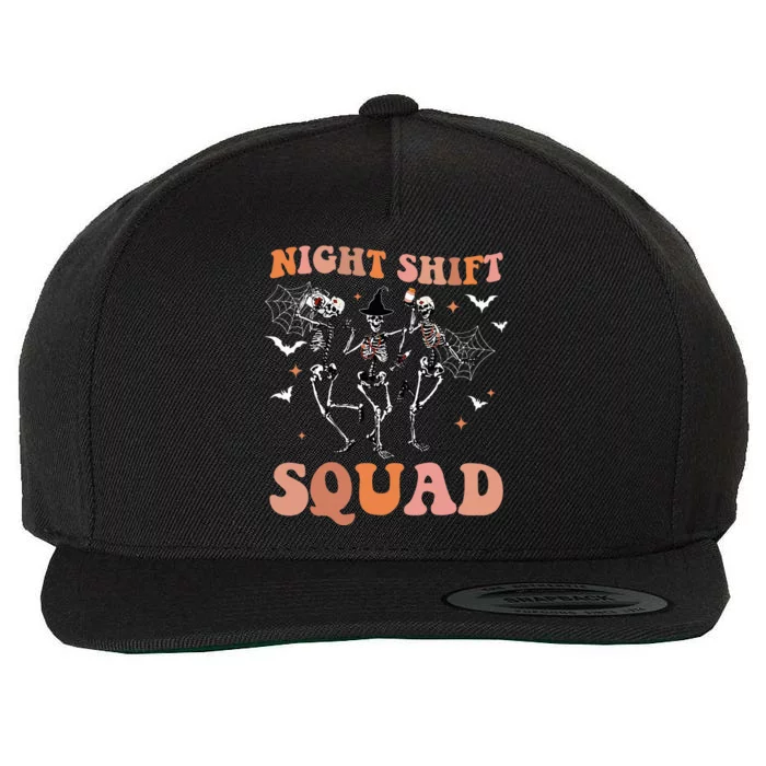 Skeleton Dancing Nurse Night Squad Shift Halloween Wool Snapback Cap