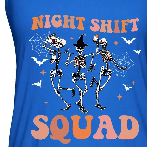 Skeleton Dancing Nurse Night Squad Shift Halloween Ladies Essential Flowy Tank