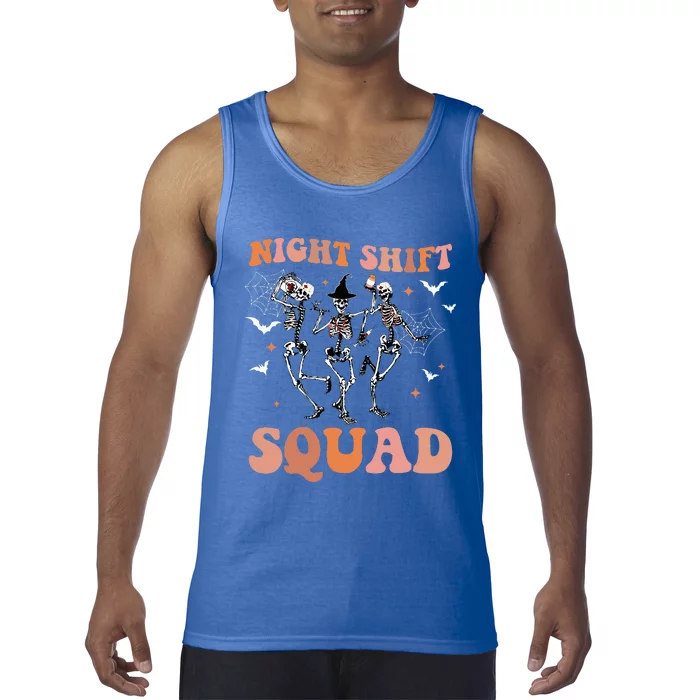 Skeleton Dancing Nurse Night Squad Shift Halloween Tank Top