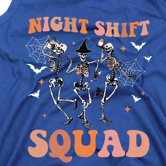 Skeleton Dancing Nurse Night Squad Shift Halloween Tank Top