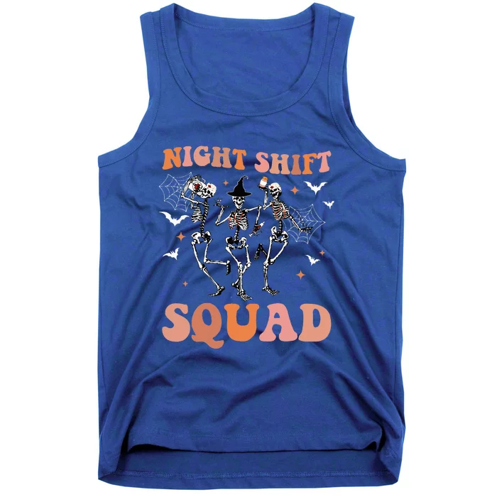 Skeleton Dancing Nurse Night Squad Shift Halloween Tank Top