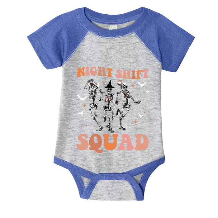 Skeleton Dancing Nurse Night Squad Shift Halloween Infant Baby Jersey Bodysuit