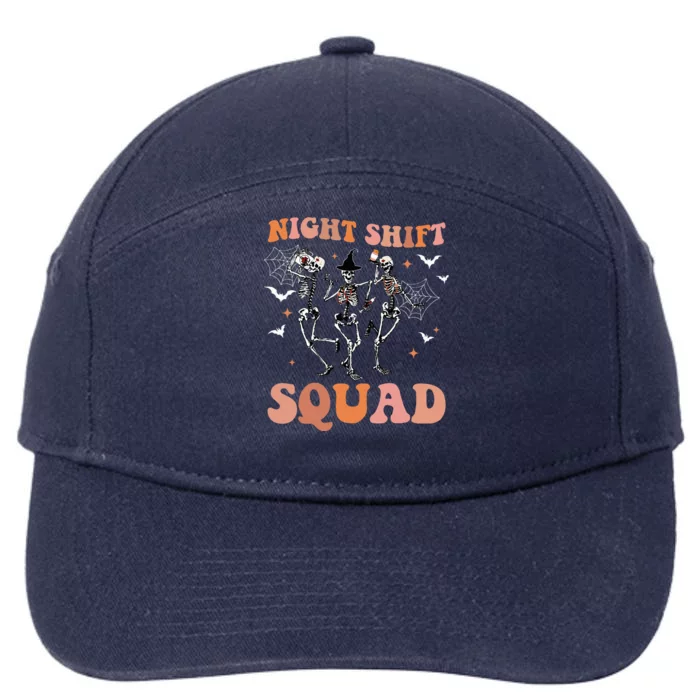 Skeleton Dancing Nurse Night Squad Shift Halloween 7-Panel Snapback Hat