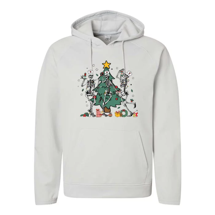 Skeleton Dancing Nurse Christmas Performance Fleece Hoodie