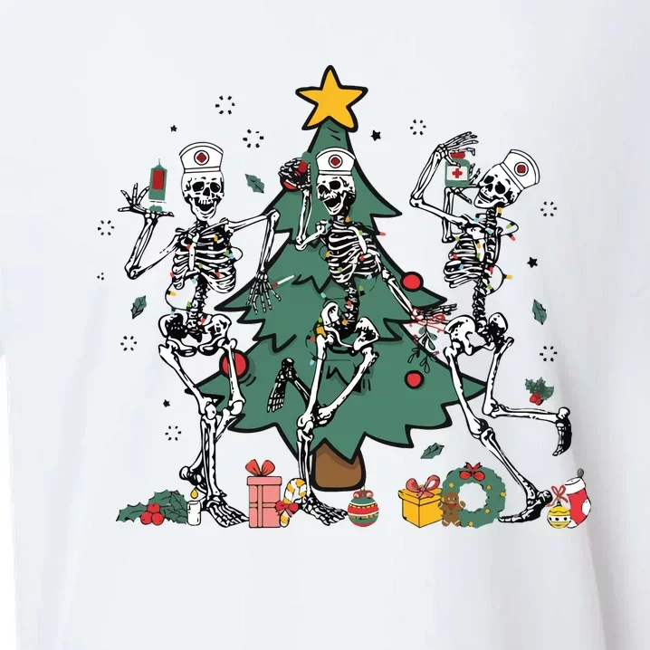 Skeleton Dancing Nurse Christmas Sueded Cloud Jersey T-Shirt