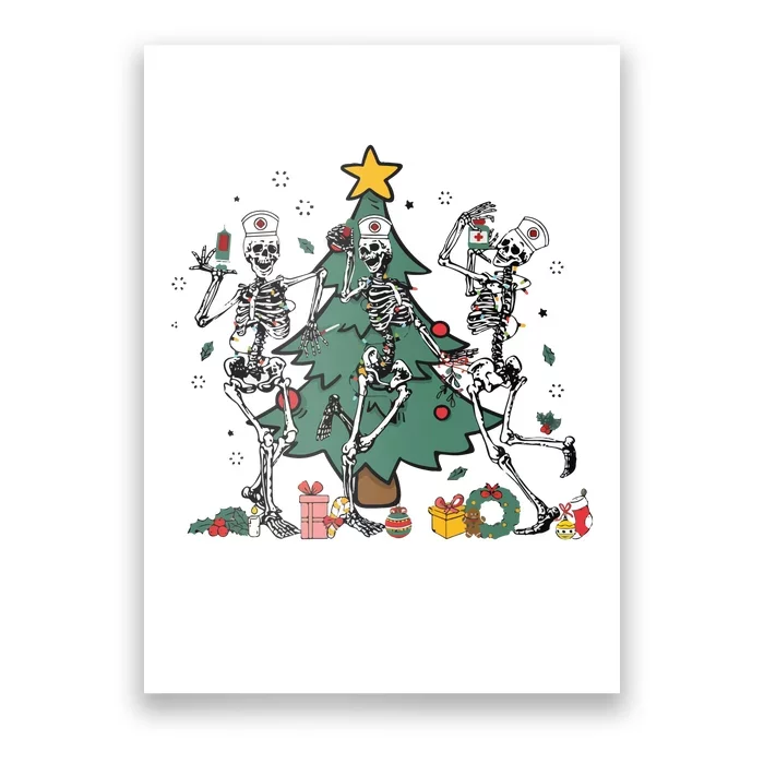 Skeleton Dancing Nurse Christmas Poster