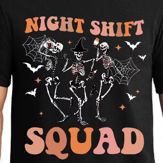 Skeleton Dancing Nurse Night Squad Shift Halloween Pajama Set