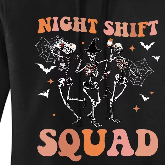 Skeleton Dancing Nurse Night Squad Shift Halloween Women's Pullover Hoodie