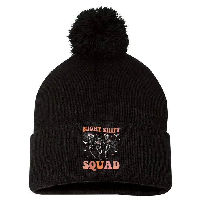 Skeleton Dancing Nurse Night Squad Shift Halloween Pom Pom 12in Knit Beanie